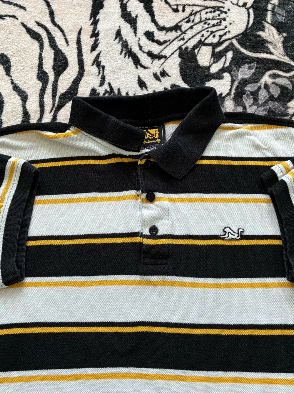 017 - VINTAGE 00s DRUNKNMONKEY STRIPPED POLO Y2K T SHIRT